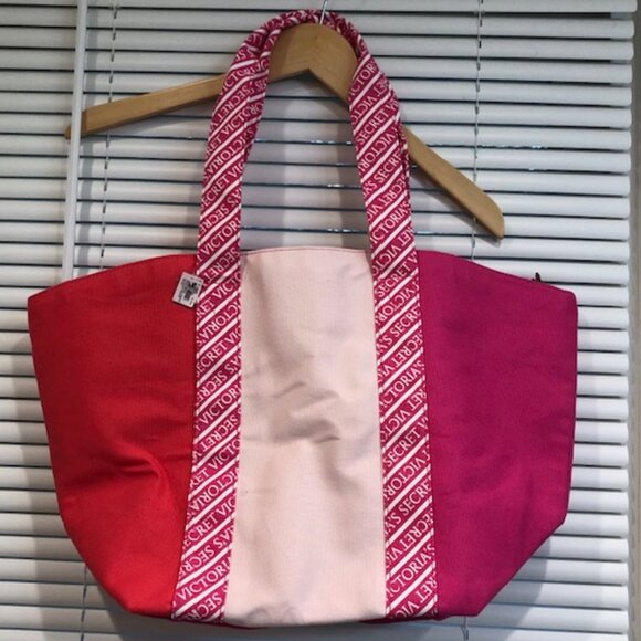 Victoria's Secret Large Color Block Canvas Tote Bag. - Picture 1 of 14